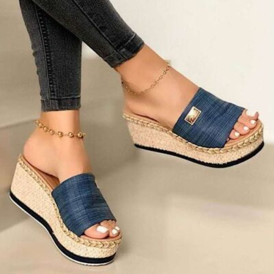 PU Leather Open Toe Sandals Peacock Blue / 35(US4) Apparel and Accessories