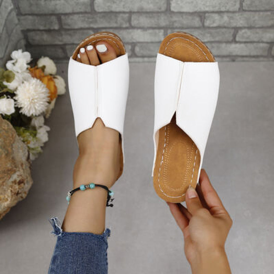 PU Leather Open Toe Sandals White / 36(US5) Apparel and Accessories