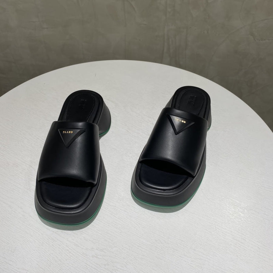 PU Leather Platform Sandals Black / 35(US4) Apparel and Accessories