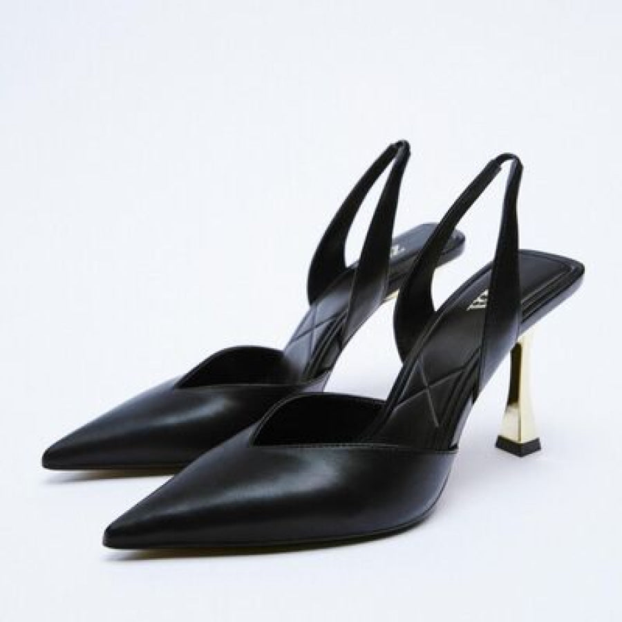 PU Leather Point Toe Stiletto Heel Pumps Black / 36(US5) Apparel and Accessories