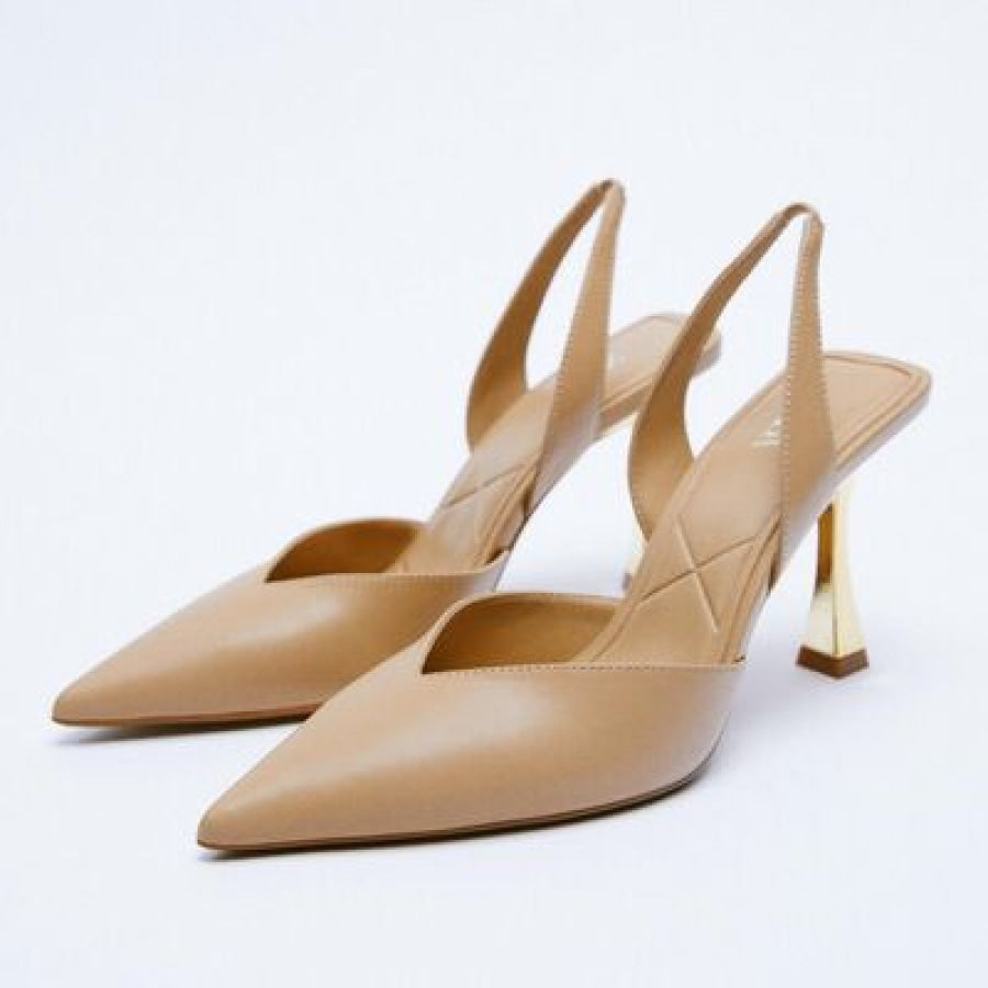 PU Leather Point Toe Stiletto Heel Pumps Tan / 36(US5) Apparel and Accessories
