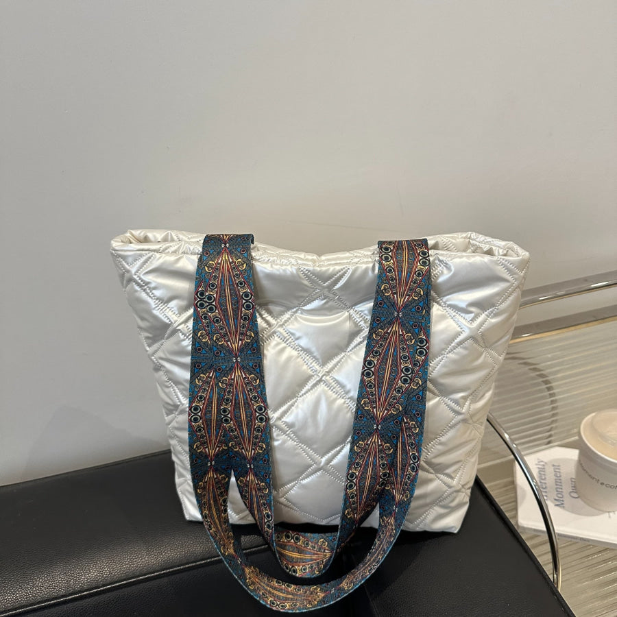 PU Leather Printed Strap Quilted Handbag Apparel and Accessories