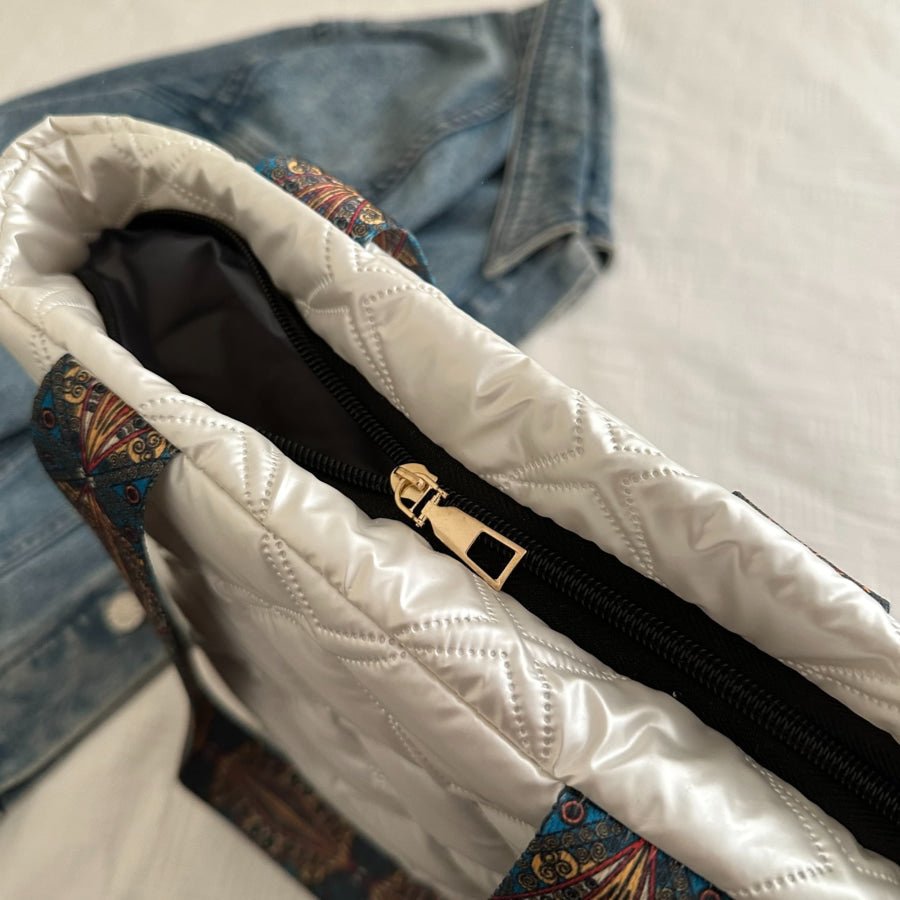 PU Leather Printed Strap Quilted Handbag Apparel and Accessories