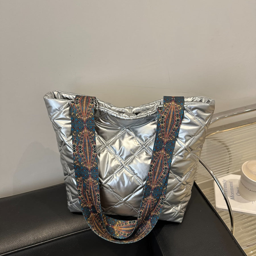 PU Leather Printed Strap Quilted Handbag Apparel and Accessories