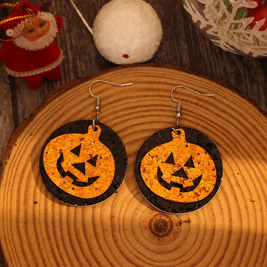 PU Leather Pumpkin Earrings Tangerine / One Size Apparel and Accessories