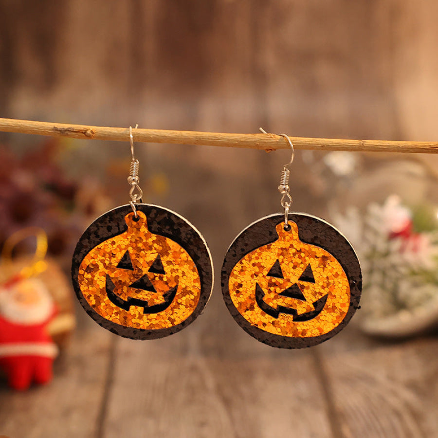 PU Leather Pumpkin Earrings Tangerine / One Size Apparel and Accessories