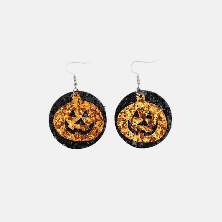 PU Leather Pumpkin Earrings Tangerine / One Size Apparel and Accessories