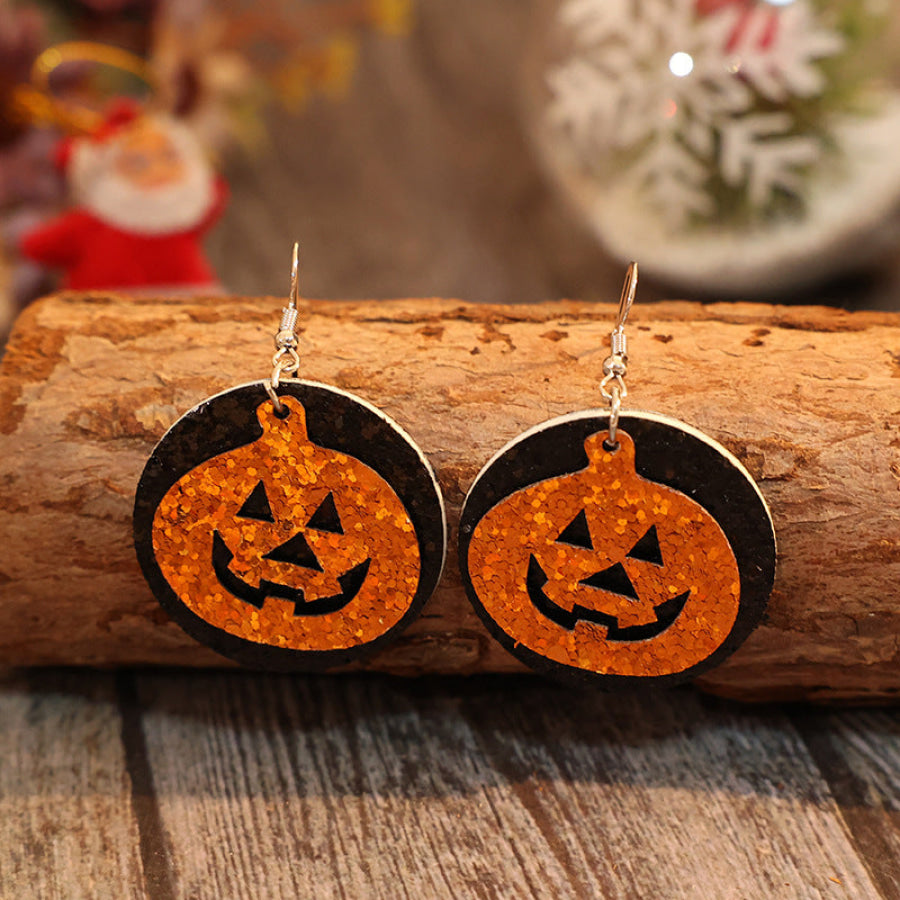PU Leather Pumpkin Earrings Tangerine / One Size Apparel and Accessories