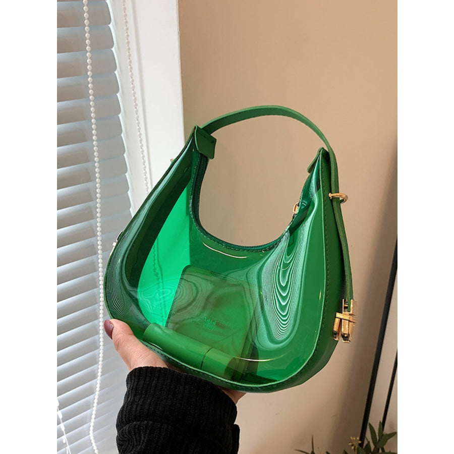 PU Leather PVC Shoulder Bag Green / One Size Apparel and Accessories