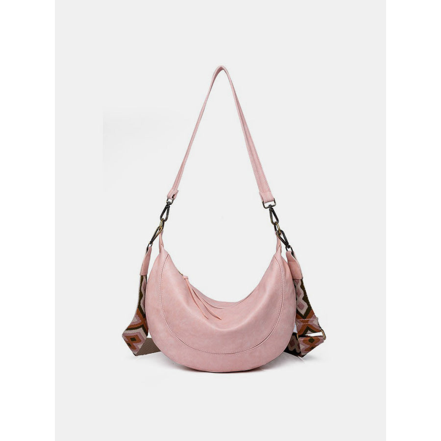 PU Leather Removable Strap Crossbody Bag Pink / One Size Apparel and Accessories