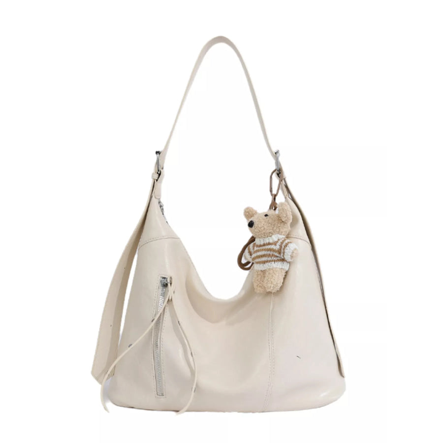 PU Leather Shoulder Bag Beige / onesize Apparel and Accessories