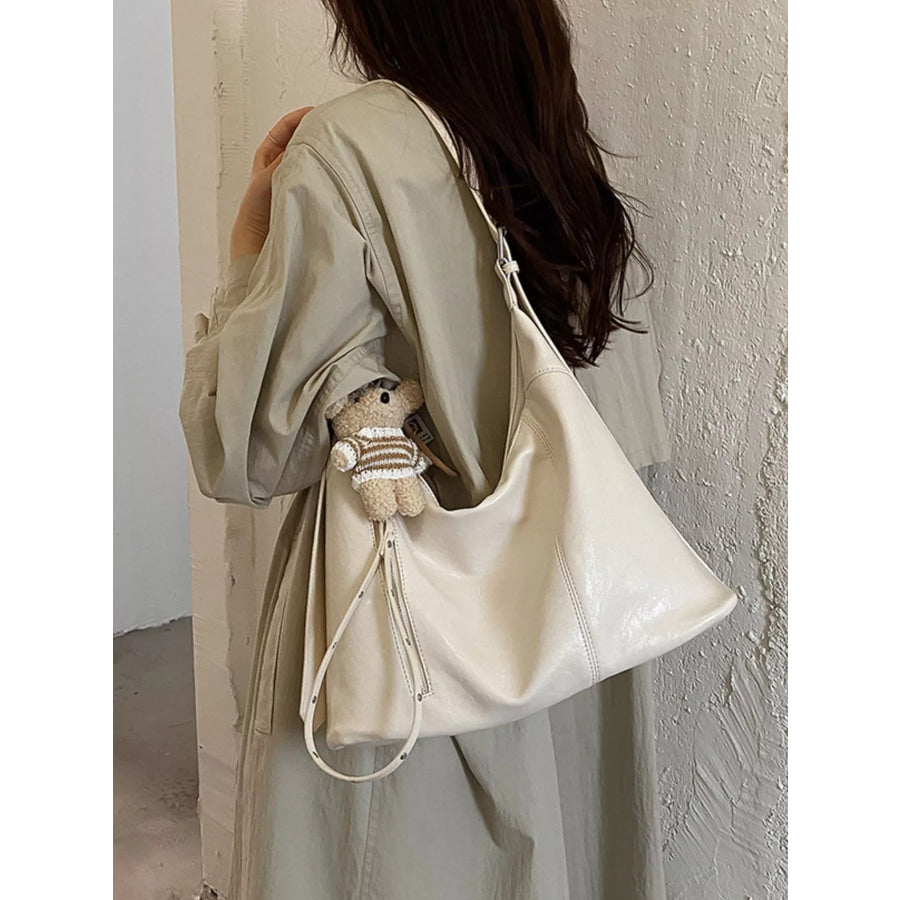 PU Leather Shoulder Bag Beige / onesize Apparel and Accessories