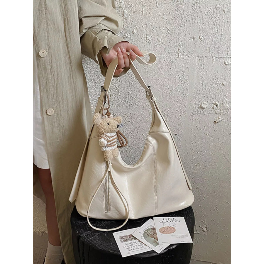 PU Leather Shoulder Bag Beige / onesize Apparel and Accessories