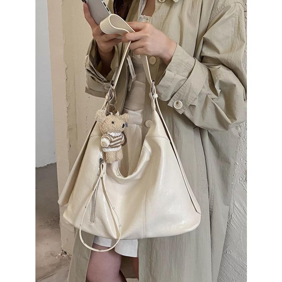 PU Leather Shoulder Bag Beige / onesize Apparel and Accessories