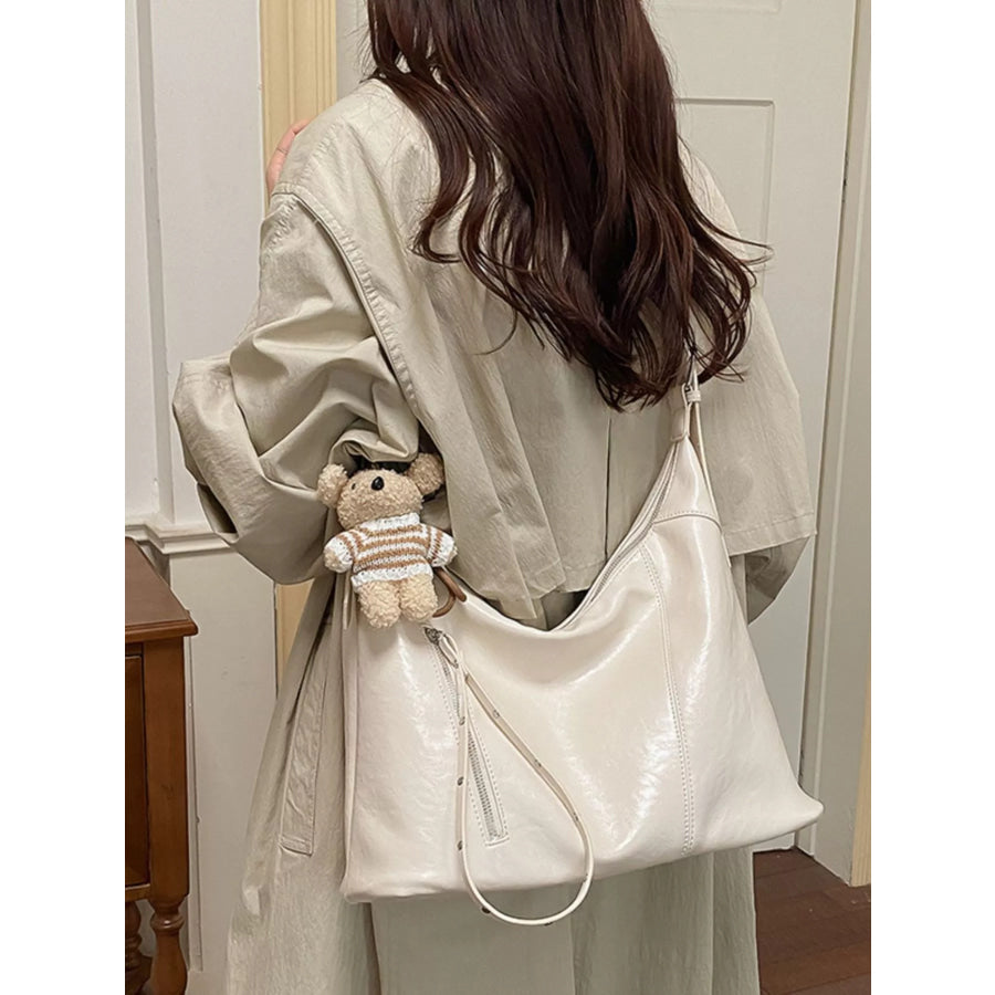 PU Leather Shoulder Bag Beige / onesize Apparel and Accessories