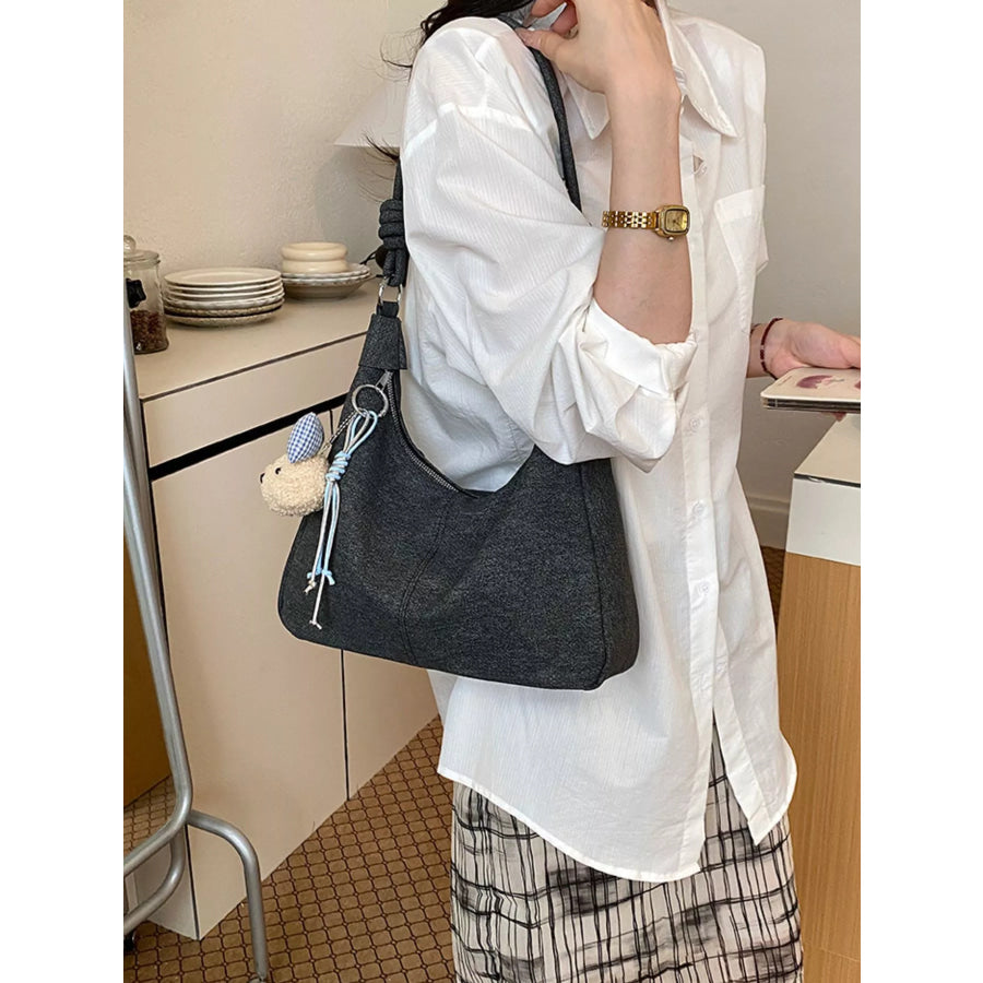 PU Leather Shoulder Bag Black / One Size Apparel and Accessories