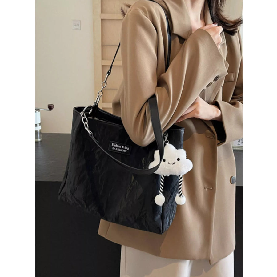 PU Leather Shoulder Bag Black / One Size Apparel and Accessories