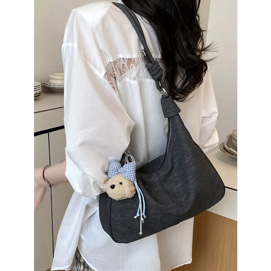PU Leather Shoulder Bag Black / One Size Apparel and Accessories