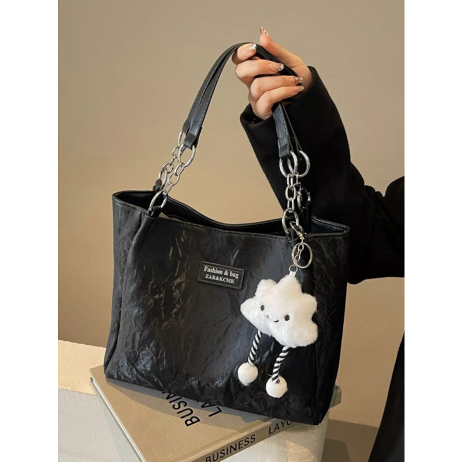 PU Leather Shoulder Bag Black / One Size Apparel and Accessories