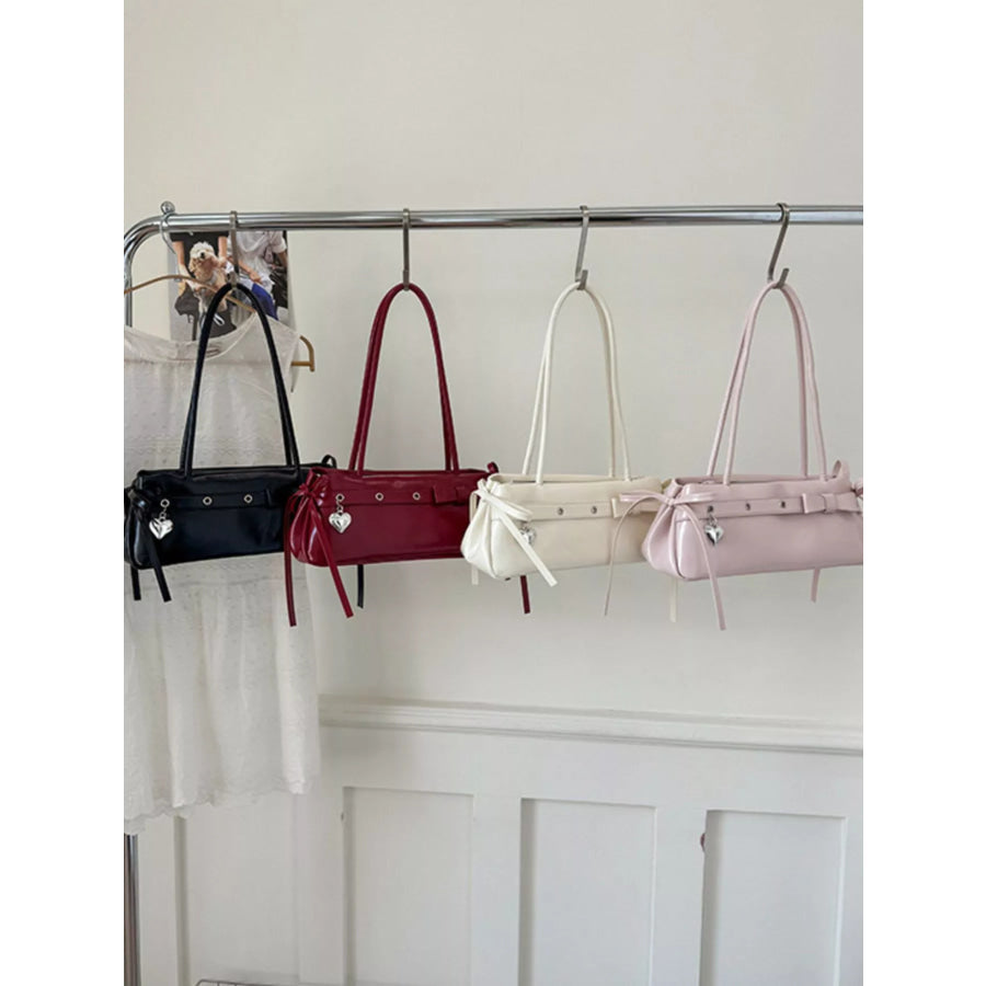 PU Leather Shoulder Bag Black / One Size Apparel and Accessories