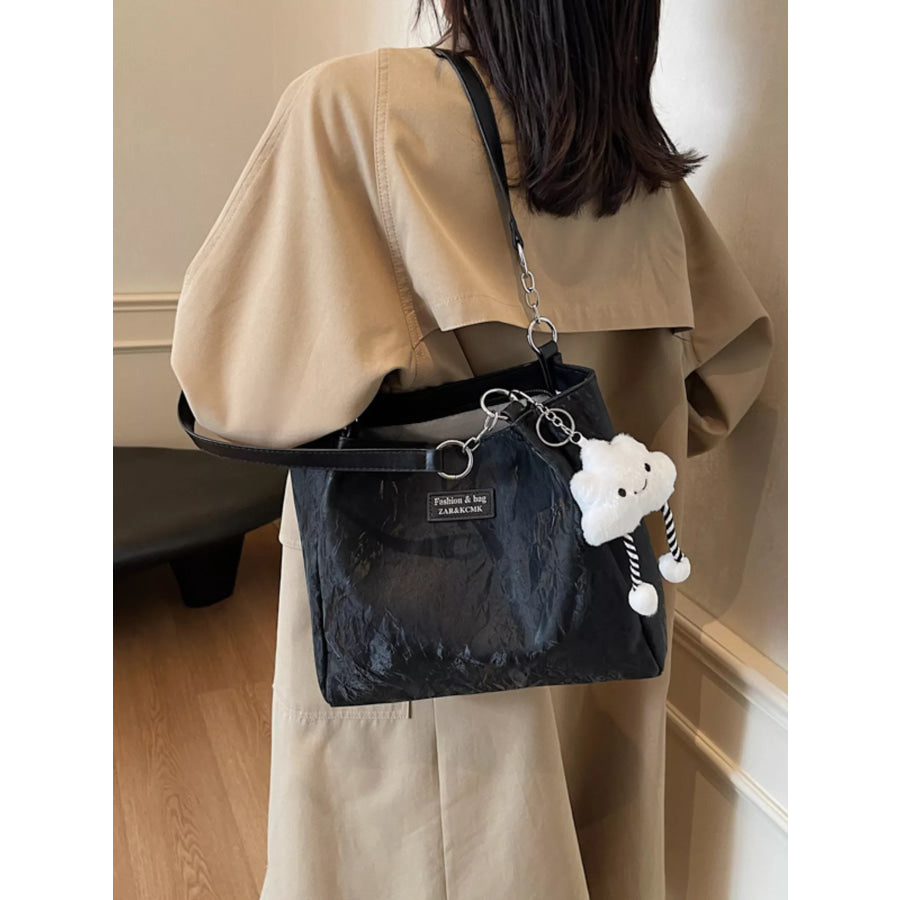 PU Leather Shoulder Bag Black / One Size Apparel and Accessories