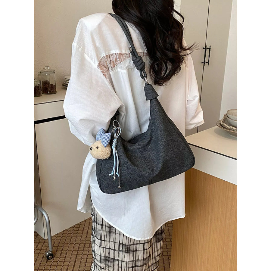 PU Leather Shoulder Bag Black / One Size Apparel and Accessories