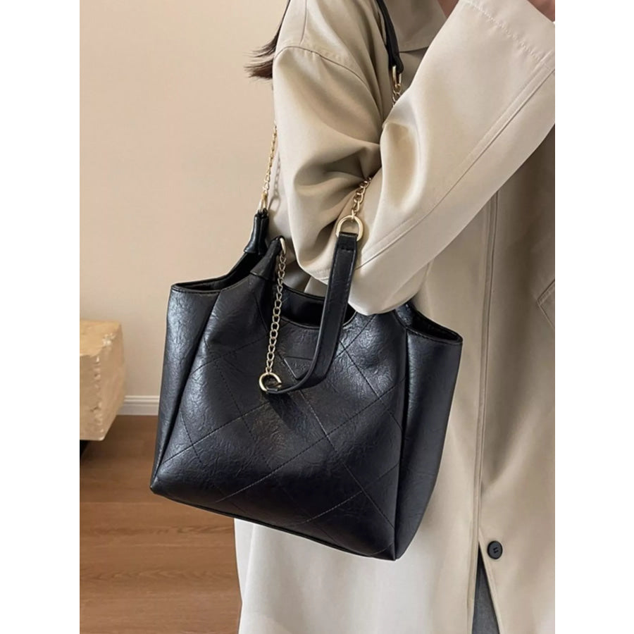PU Leather Shoulder Bag Black / ONESIZE Apparel and Accessories