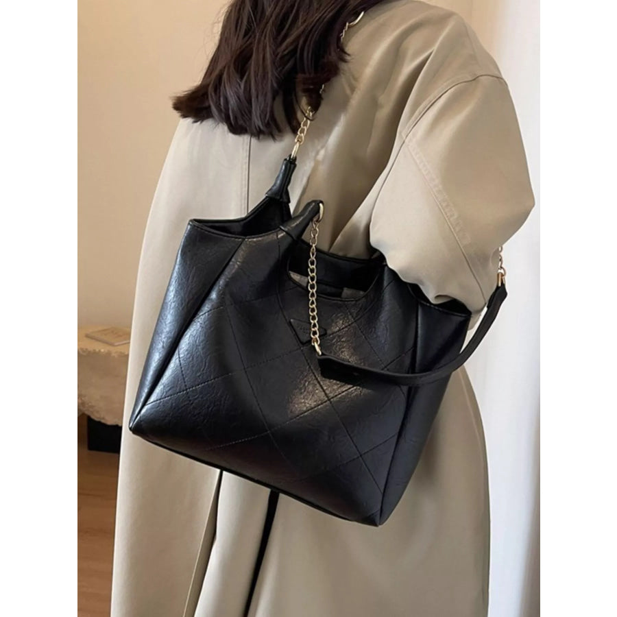 PU Leather Shoulder Bag Black / ONESIZE Apparel and Accessories