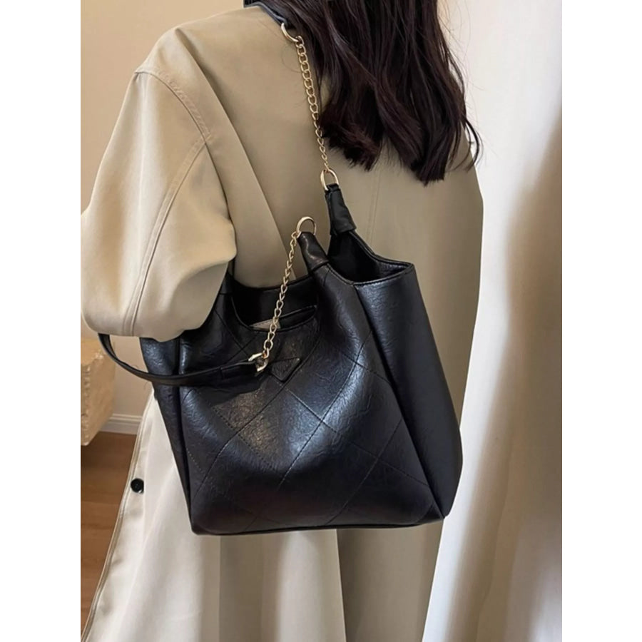PU Leather Shoulder Bag Black / ONESIZE Apparel and Accessories