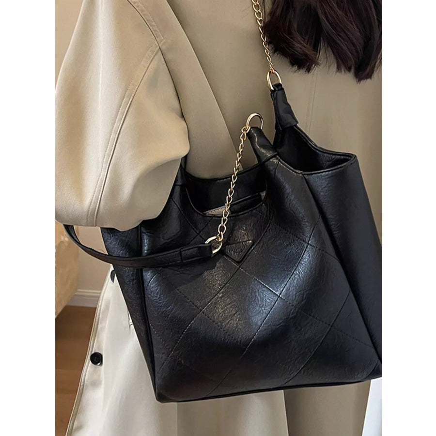 PU Leather Shoulder Bag Black / ONESIZE Apparel and Accessories