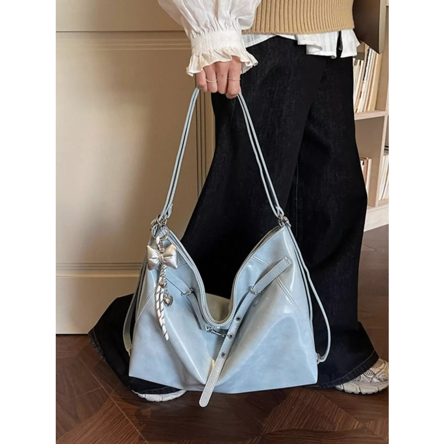 PU Leather Shoulder Bag Blue / One Size Apparel and Accessories