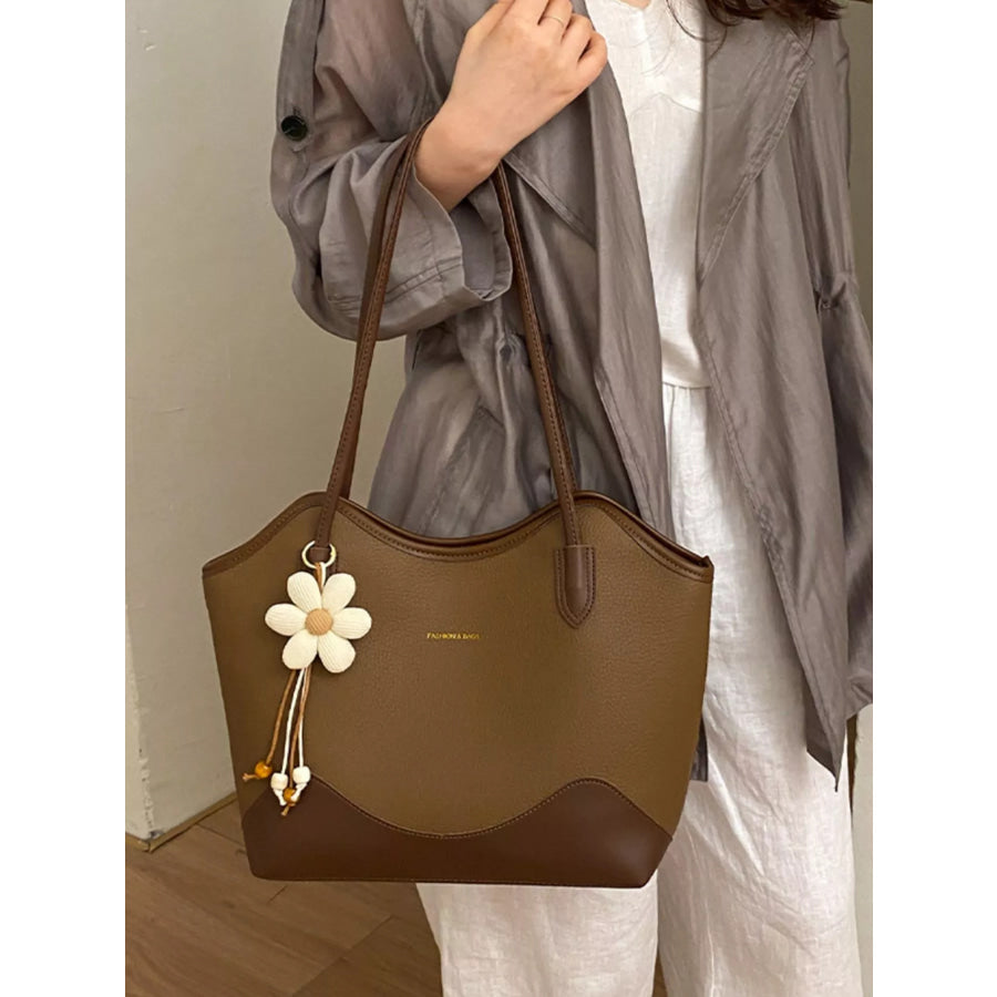 PU Leather Shoulder Bag Brown / One Size Apparel and Accessories