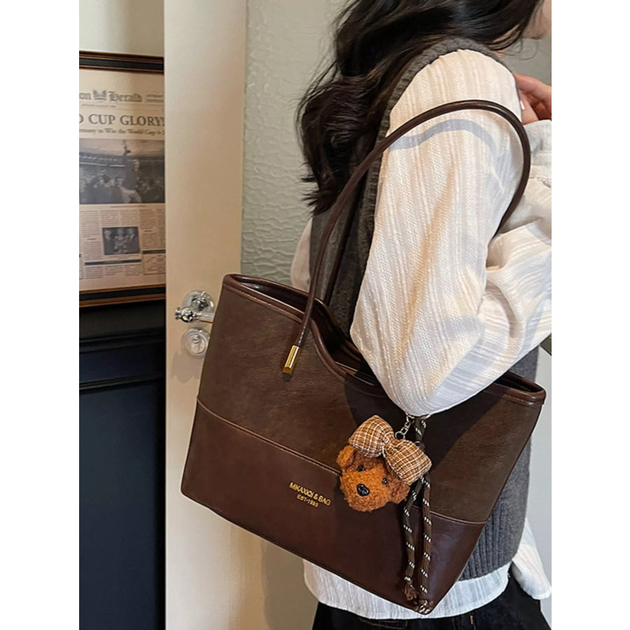 PU Leather Shoulder Bag Brown / One Size Apparel and Accessories