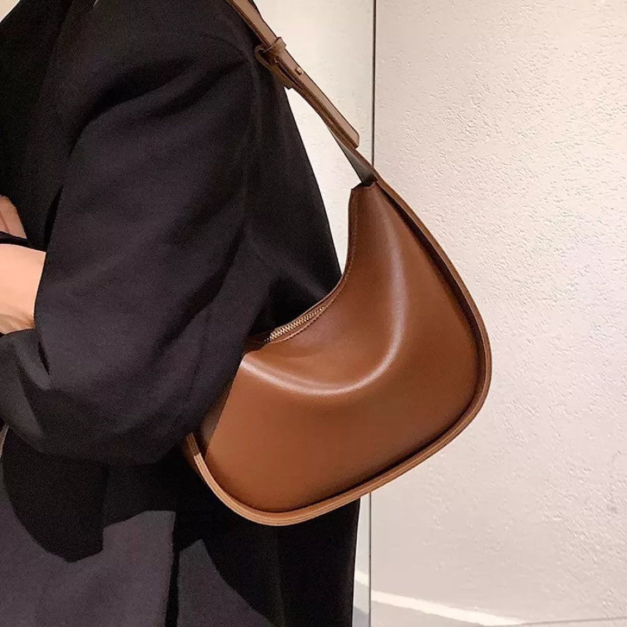 PU Leather Shoulder Bag Brown / One Size Apparel and Accessories