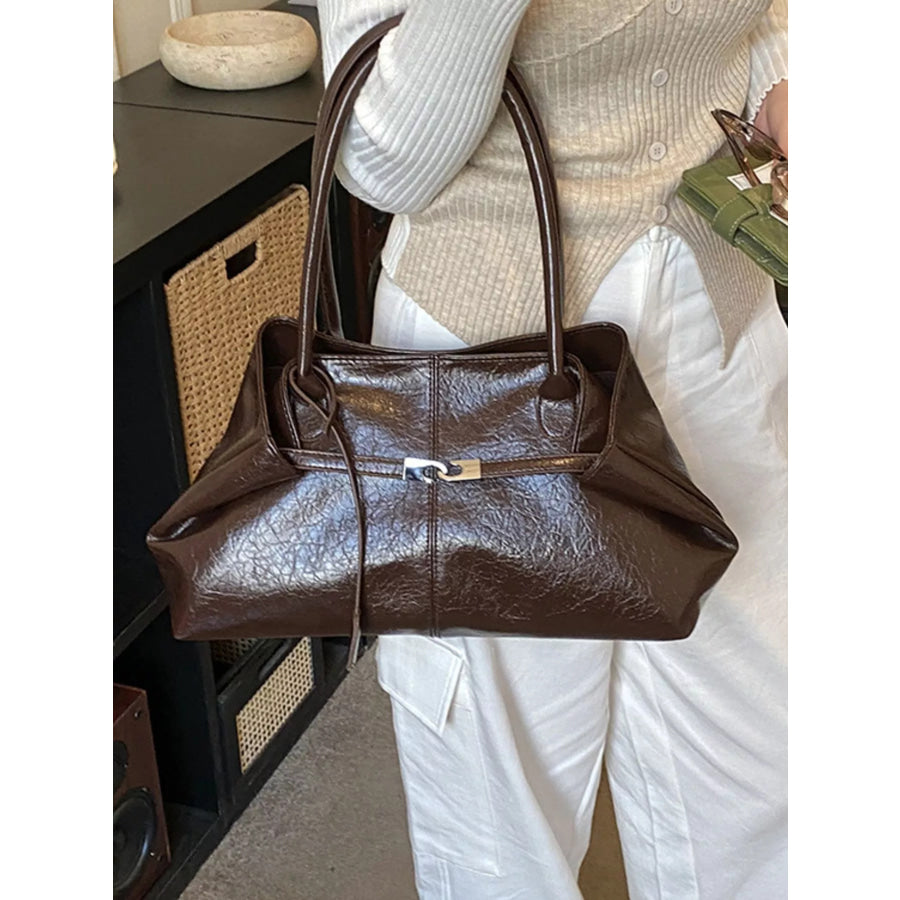 PU Leather Shoulder Bag Brown / onesize Apparel and Accessories