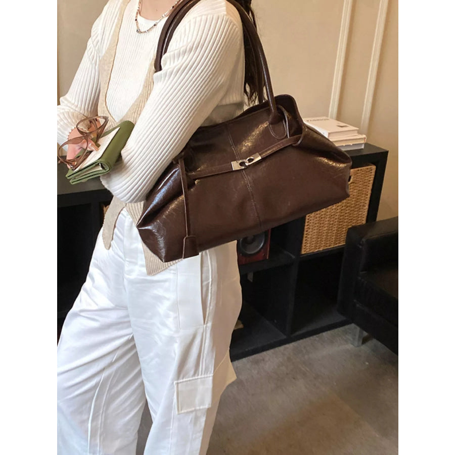 PU Leather Shoulder Bag Brown / onesize Apparel and Accessories