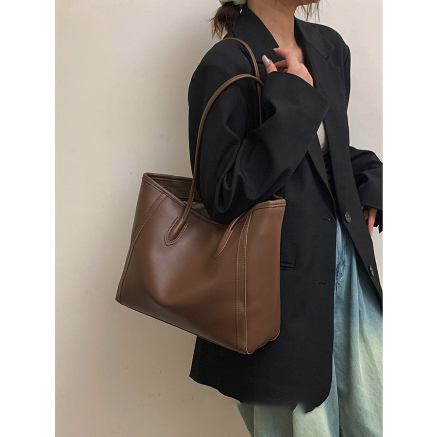 PU Leather Shoulder Bag Brown / ONESIZE Apparel and Accessories