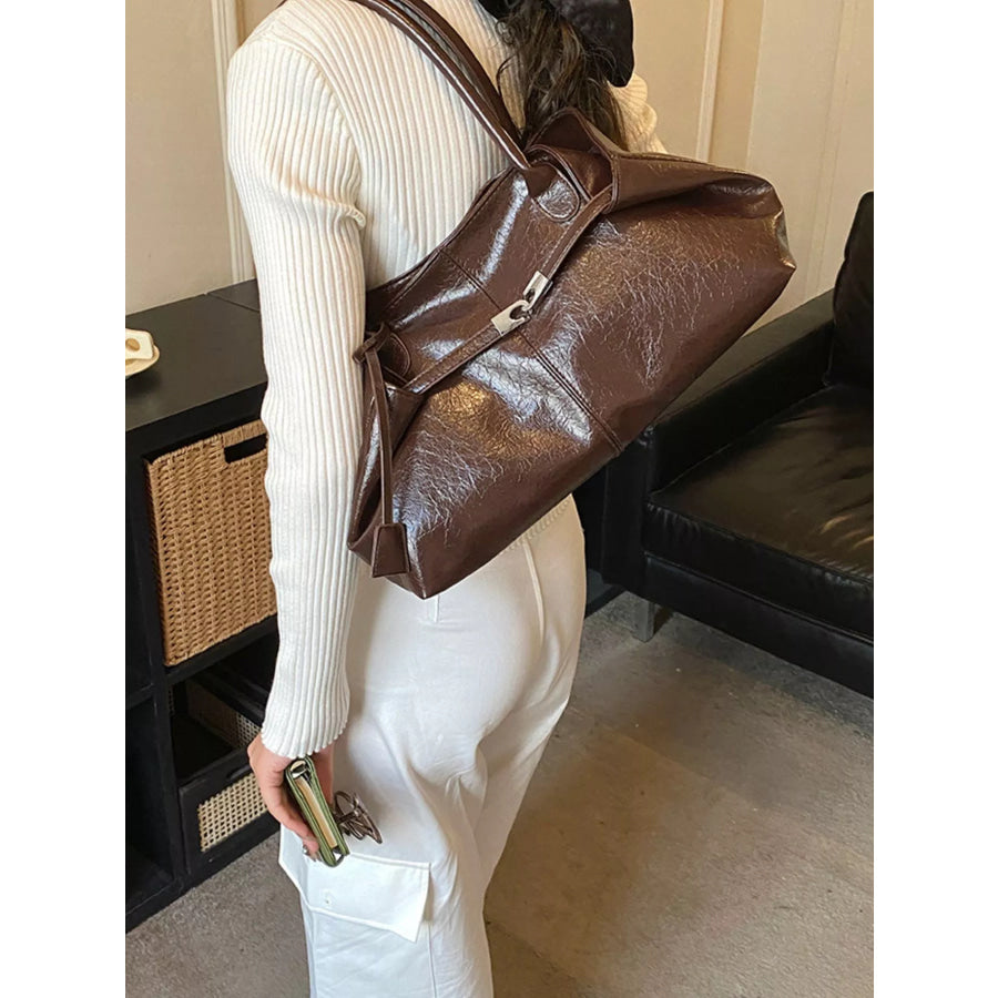 PU Leather Shoulder Bag Brown / onesize Apparel and Accessories