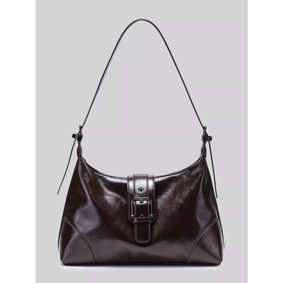 PU Leather Shoulder Bag Coffee Brown / onesize Apparel and Accessories
