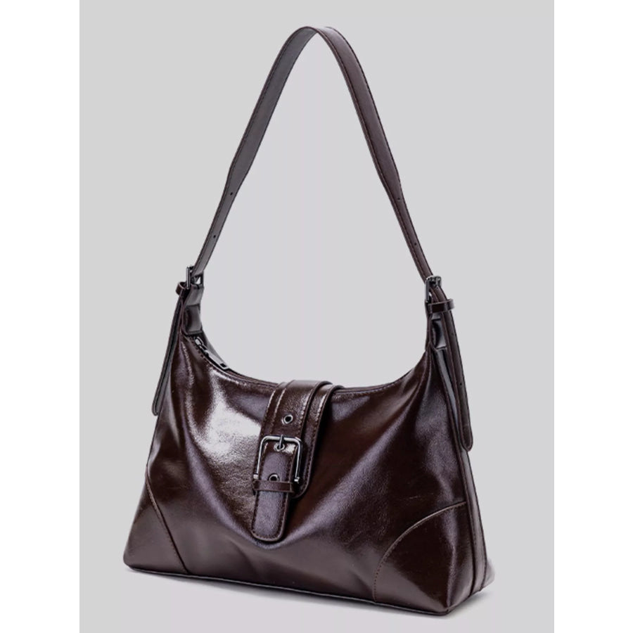 PU Leather Shoulder Bag Coffee Brown / onesize Apparel and Accessories