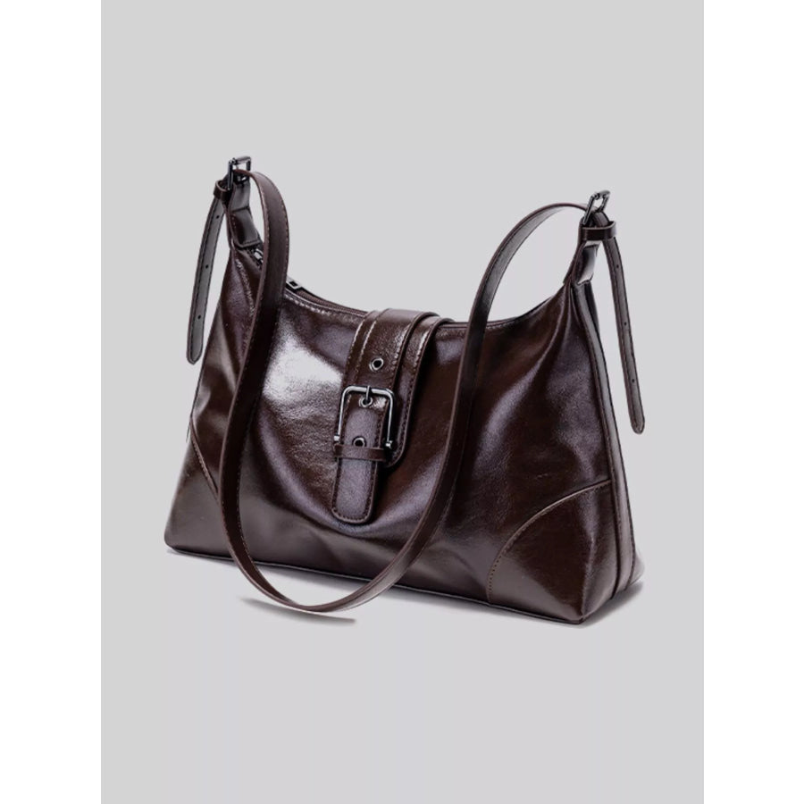 PU Leather Shoulder Bag Coffee Brown / onesize Apparel and Accessories