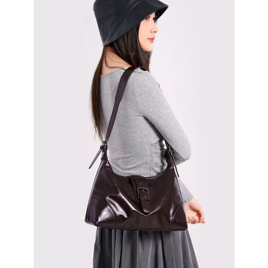 PU Leather Shoulder Bag Coffee Brown / onesize Apparel and Accessories