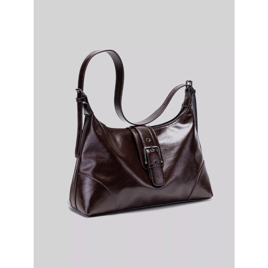 PU Leather Shoulder Bag Coffee Brown / onesize Apparel and Accessories