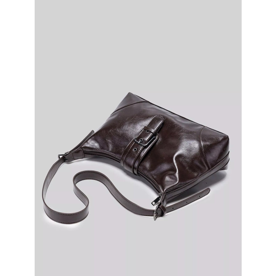 PU Leather Shoulder Bag Coffee Brown / onesize Apparel and Accessories