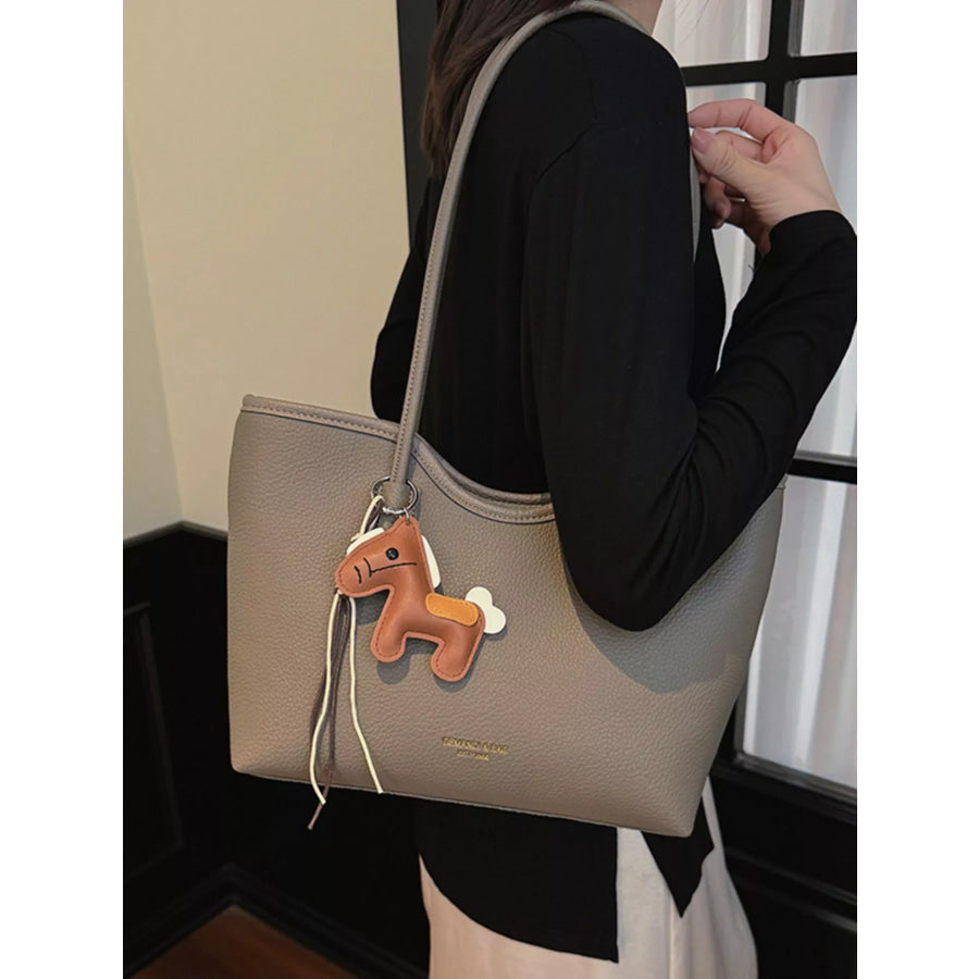 PU Leather Shoulder Bag Elephant Gray / One Size Apparel and Accessories
