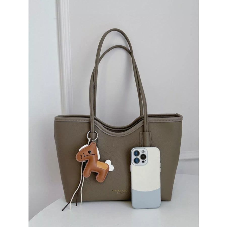 PU Leather Shoulder Bag Elephant Gray / One Size Apparel and Accessories