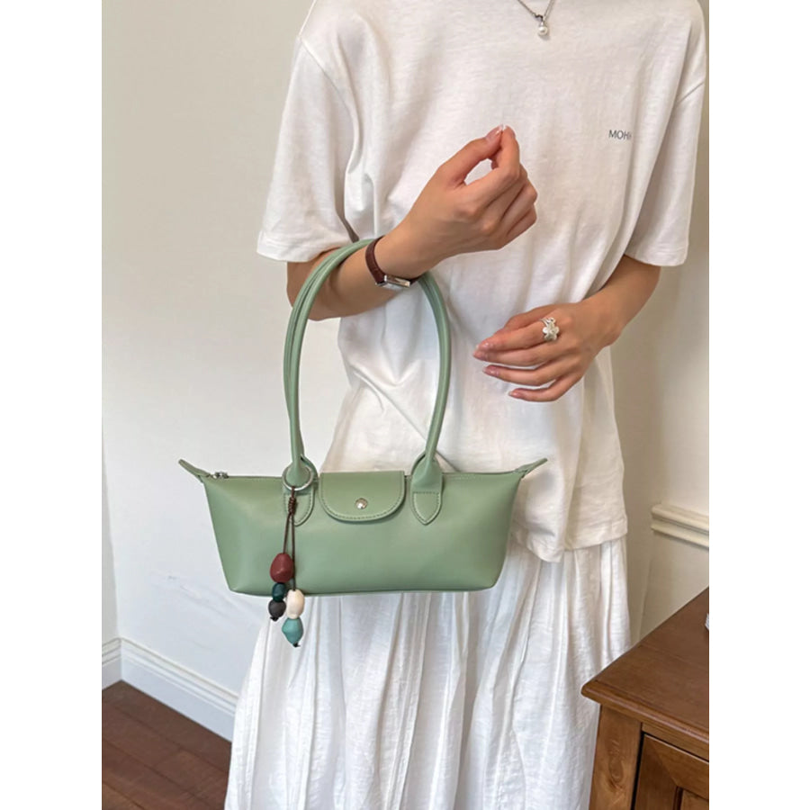 PU Leather Shoulder Bag Green / One Size Apparel and Accessories