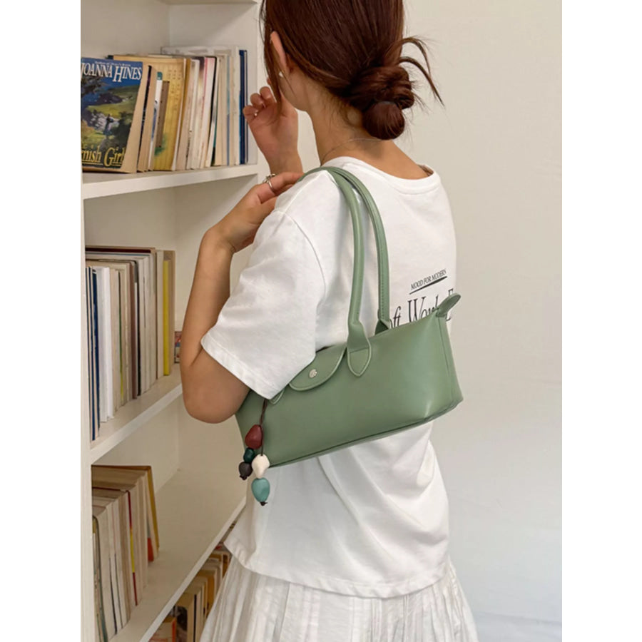 PU Leather Shoulder Bag Green / One Size Apparel and Accessories