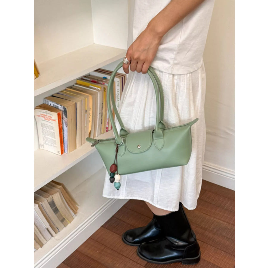 PU Leather Shoulder Bag Green / One Size Apparel and Accessories