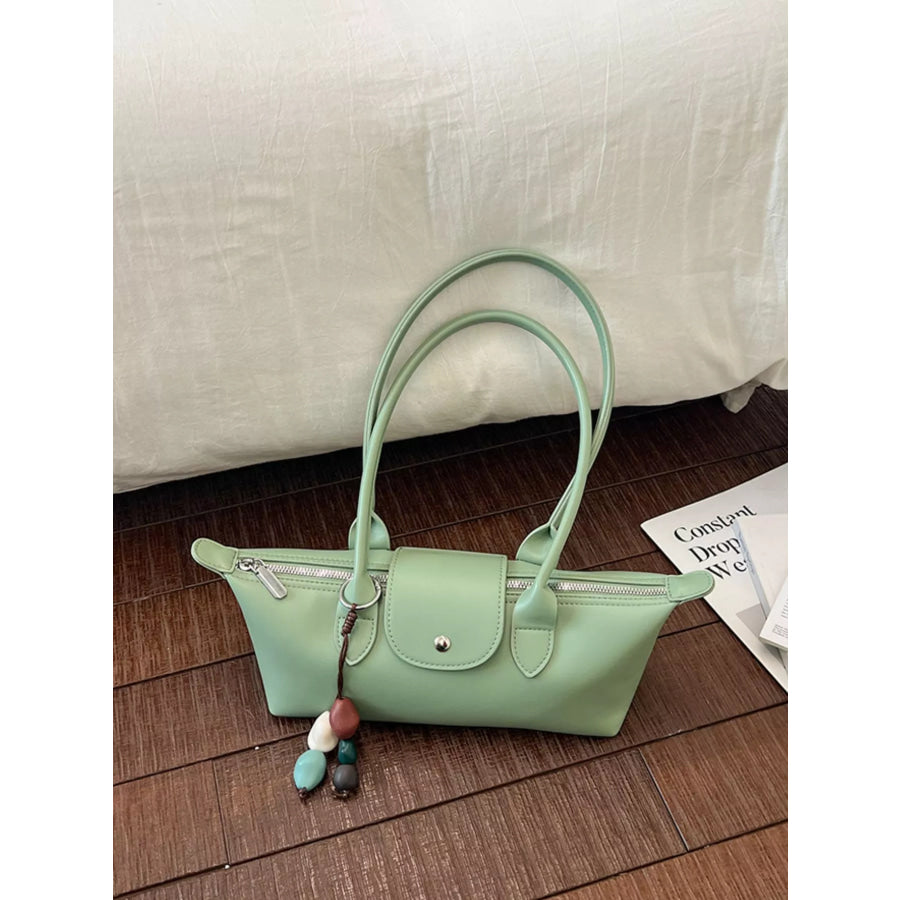 PU Leather Shoulder Bag Green / One Size Apparel and Accessories